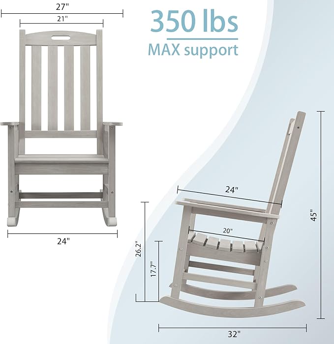 Psilvam Oversized Outdoor Rocking Chair,