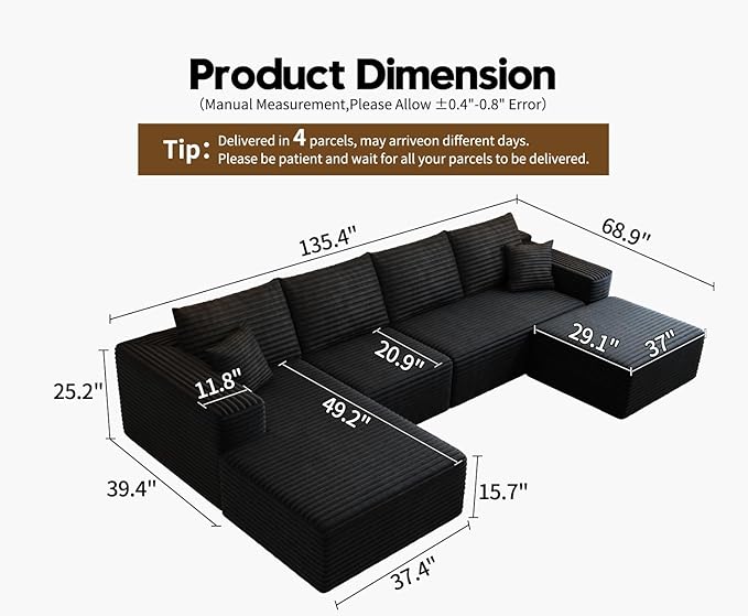135.4" Cloud Modular Sectional Couch