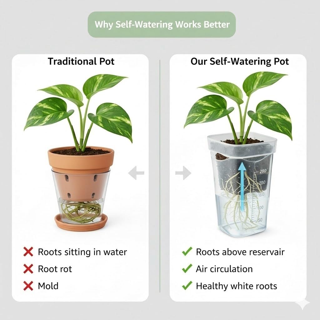 TNDCKP Mini Self Watering Pots 2.5” (10 Pack), Clear Double-Layer Planters with Anti-Root Rot Design, Continuous Watering System, Includes Cleaning Brush for Indoor Plants, Office & Travel