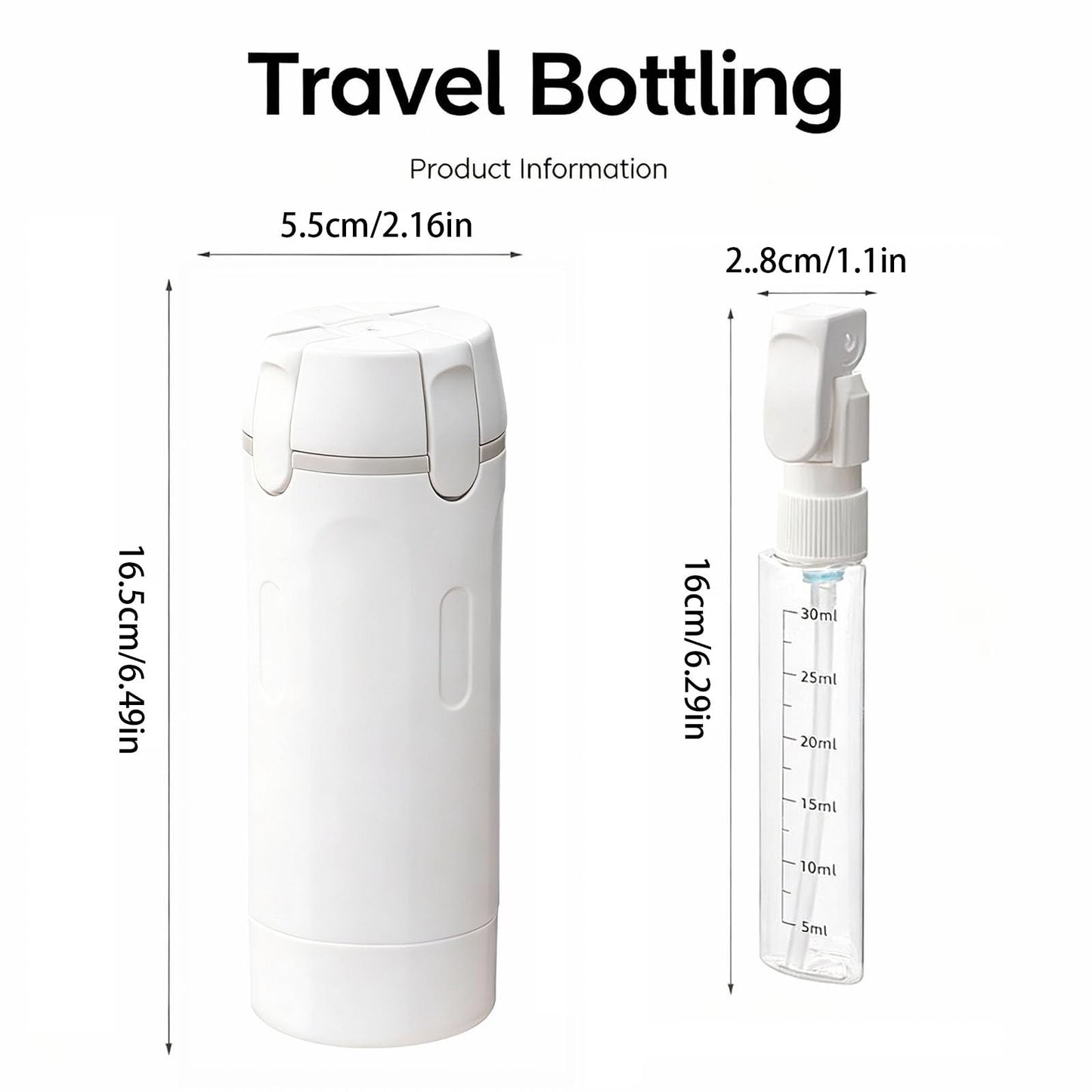 4 in 1 Travel Dispenser Bottle,4 Pack 30ML Travel Bottles for Toiletries, Leak Proof Travel Size Containers (White, OneSize)