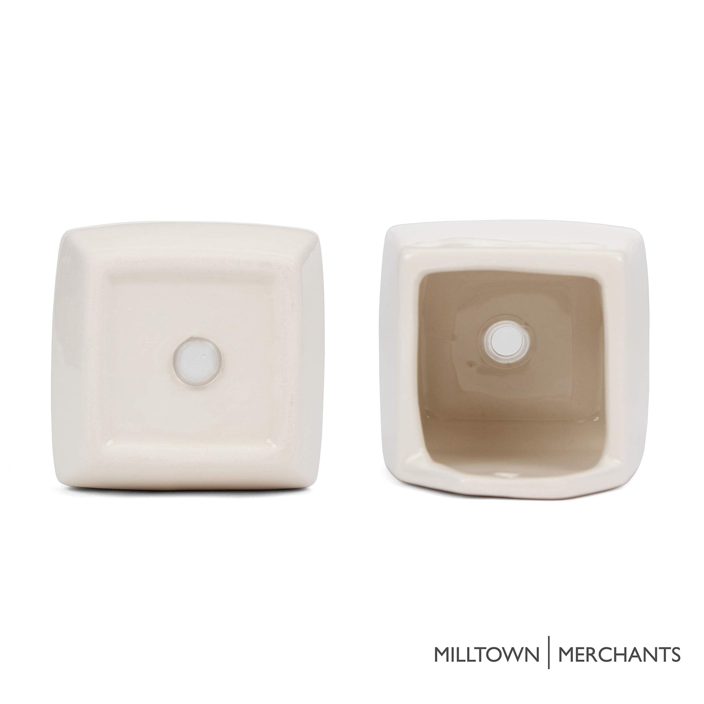 Milltown Merchants Succulent Wall Planters - Wall Vases - Black Ceramic Wall Mounted Planters - Succulent Plant Pots - Hanging Vases for Living Wall (2 Pack/Contemporary/White)
