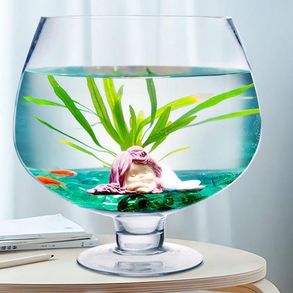 BESPORTBLE Glass Fish Bowl Vase - Clear Bubble Planter Terrarium Fish Bowl Wine Goblet Shaped Vase Transparent Hydroponic Bulb Floral Container