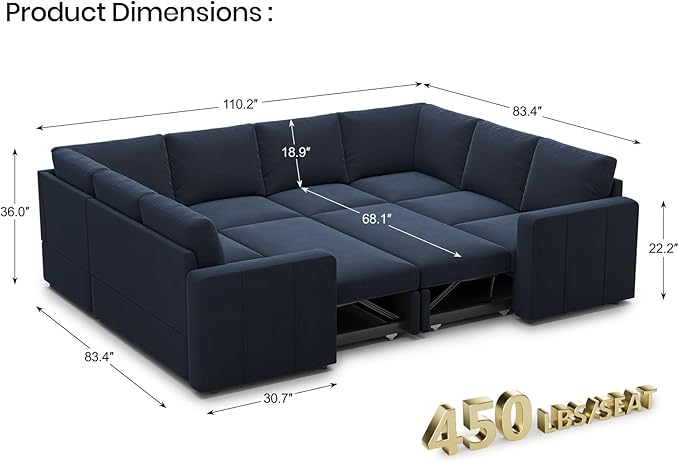 Belffin Modular Sectional Sleeper Sofa Bed