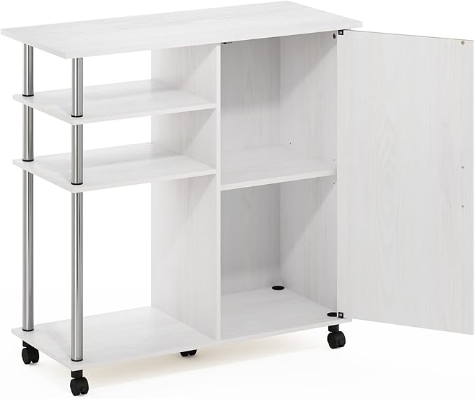 Furinno Helena Rolling Cart, 4-Tier Rolling Utility Cart