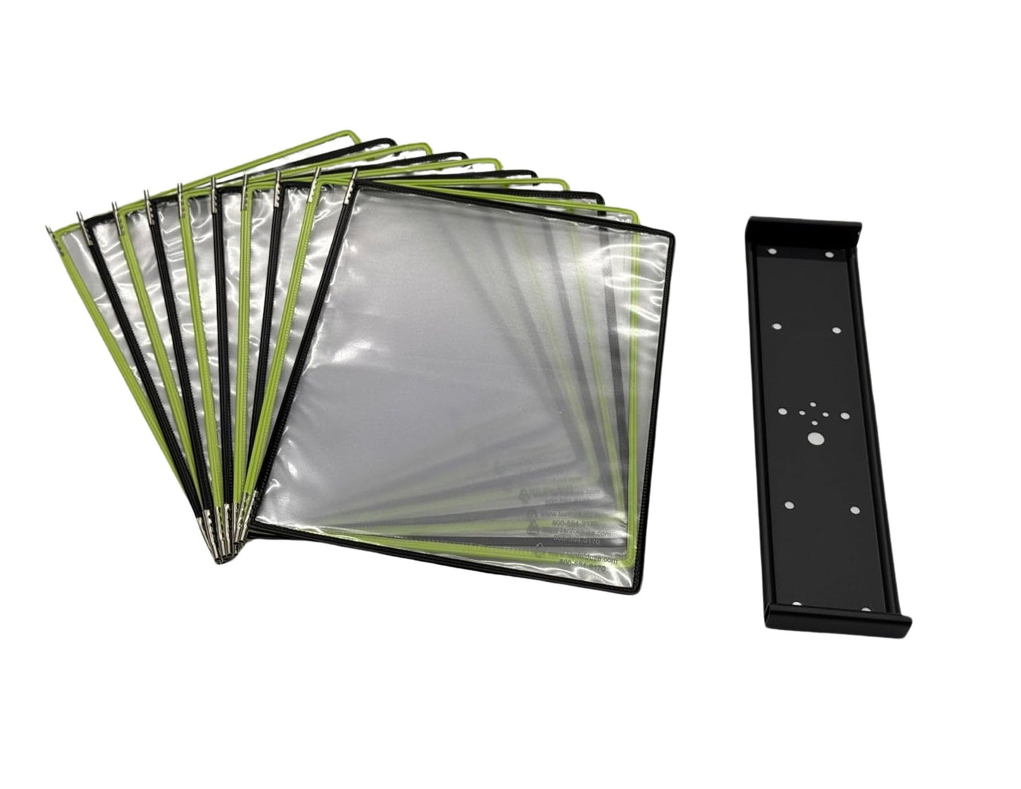 Tarifold Wall Mount Reference System with 10 Double-Sided Green & Black-Framed Display Pockets - 20 Sheet Capacity - Letter-Size (WBL291)