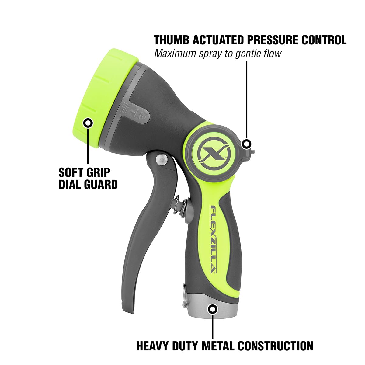 Flexzilla Garden Hose Nozzle - Heavy Duty Pistol Grip, NFZG61, ZillaGreen™ (Pack of 3)