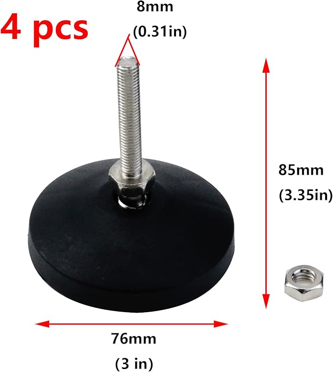 Antrader Heavy Duty Leveling Feet, M8×50 Adjustable Furniture Feet