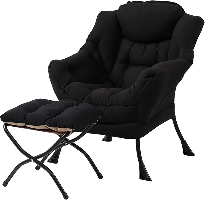 MBOOYOME Lazy Chair with Folding Ottoman, Modern Accent Lounge Armchair with