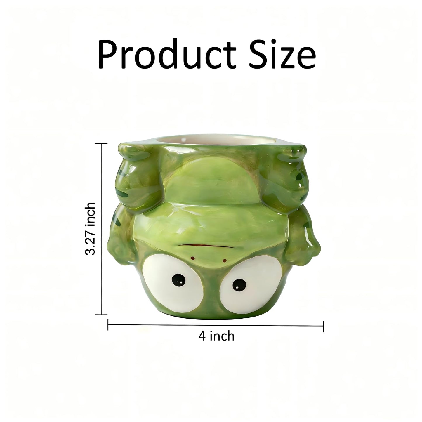 Small Succulent Pot with Drainage, 4 Inch, Indoor & Outdoor Animal Ceramic Planter, Funny Cartoon Frog Shaped Cactus Bonsai Container, Cute Flower Plant Pot for Home Office Desk and Garden Decor