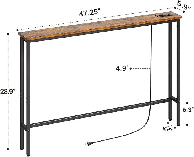 ELYKEN 47.2" Narrow Console Sofa Table