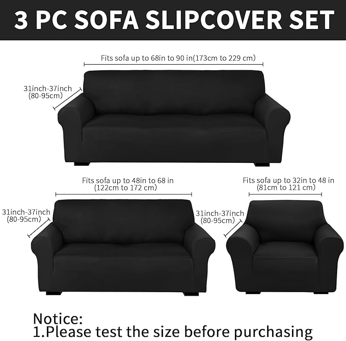Peryiter 3 Pcs Couch and Loveseat Covers Set Sofa Cover