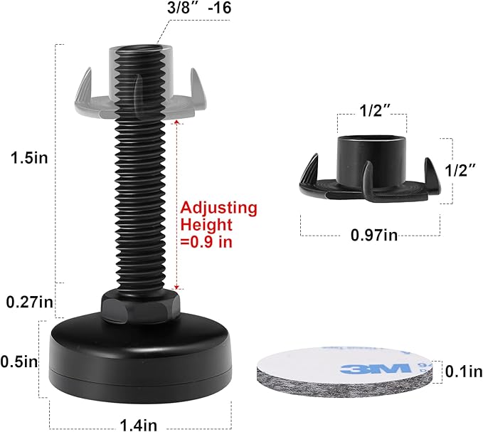 NANMOTUE Leveling Feet Adjustable Furniture Feet, 3/8'' UNC Thread Furniture