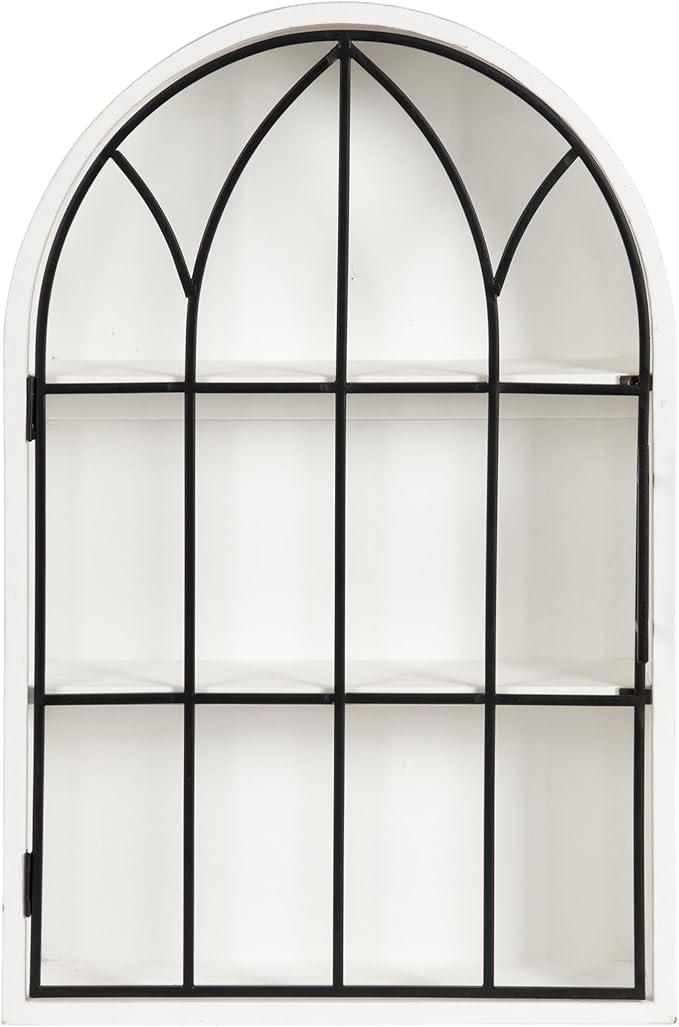 Kate and Laurel Megara Decorative Wooden Hanging Arched Wall Cabinet