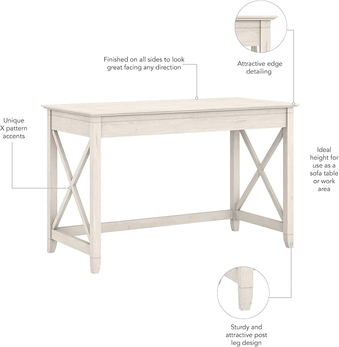 Bush Home Key West 48W Writing Desk in Linen White Oak