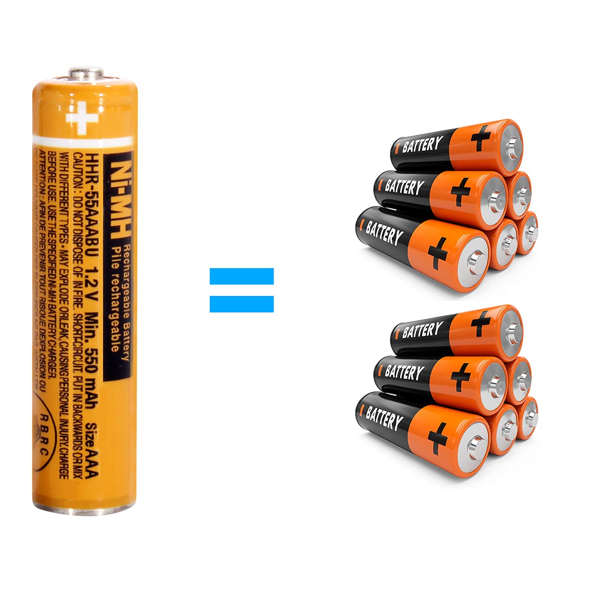pingju NI-MH AAA Rechargeable Battery 1.2V 550mah 4-Pack hhr-55aaabu AAA Batteries for Panasonic Cordless Phones, Remote Controls, Electronics