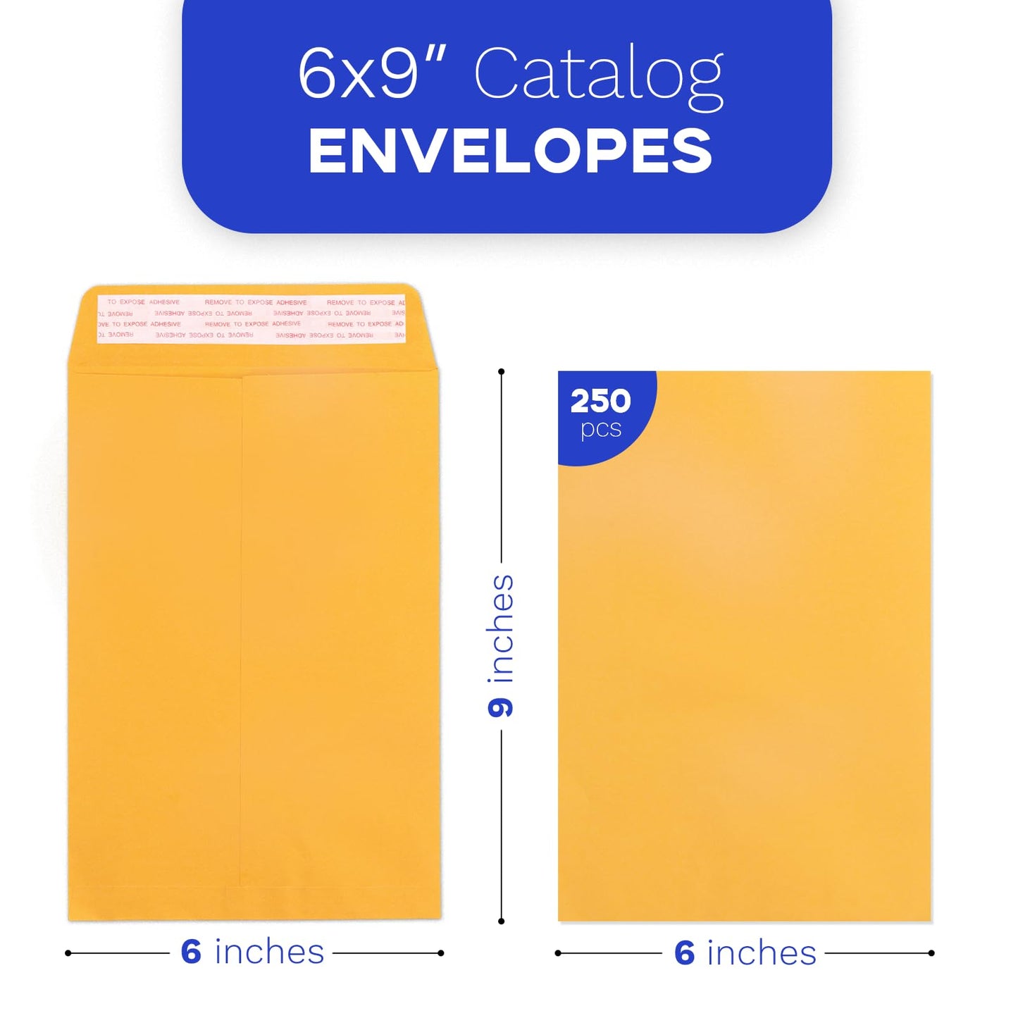 6x9 Manilla Envelopes Self Seal 250 PCS, Goefun Small Brown Kraft Catalog Envelopes 6x9 for Mailing - 100GSM Paper