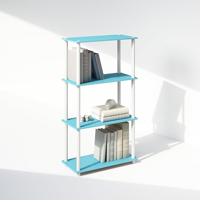 Furinno Turn-N-Tube Book Shelf, 4-Tier Bookshelf, Bookcase