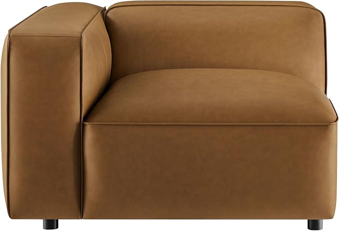 Modway Auren Vegan Leather Left Modular Armchair in Camel