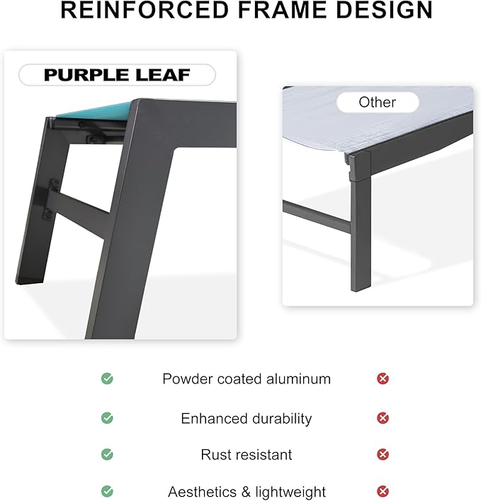PURPLE LEAF Outdoor Chaise Lounge Set of 2 Aluminum Patio Lounge Chair