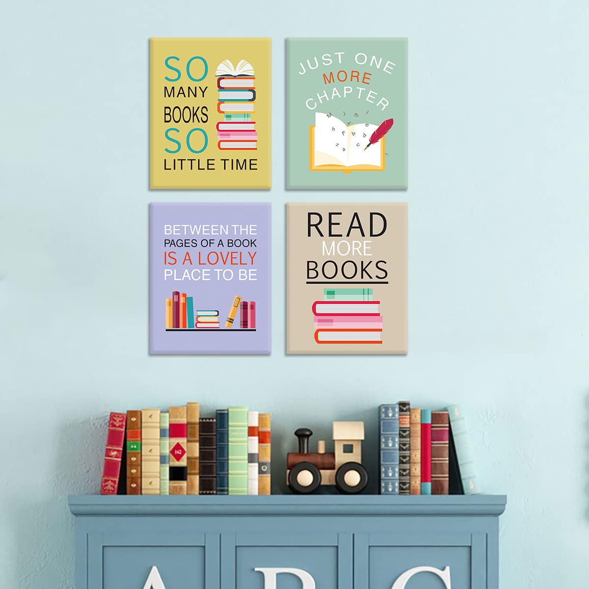 CHDITB Funny Reading Quote Art Prints - 8'x10' Set of 6 Motivational Positive Read More Book Frame Poster Readers Book Lovers Bookworm Student Gift, Wall Art for Library, School College Dorm Decor