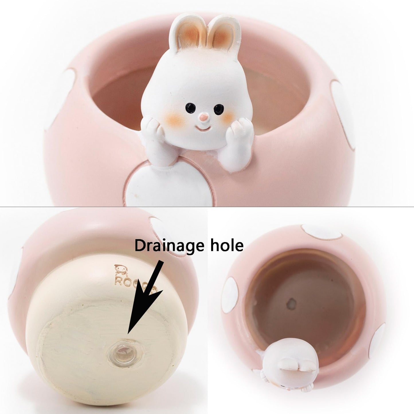 EOBTAIN Unique Mushroom Planter Pot Cute Animal Rabbit Pink Resin Succulent Small Pots for Indoor Plants Mini Cactus Planter Pots Living Room Office Table Decor,Mushroom Lover Gifts,4 Inch