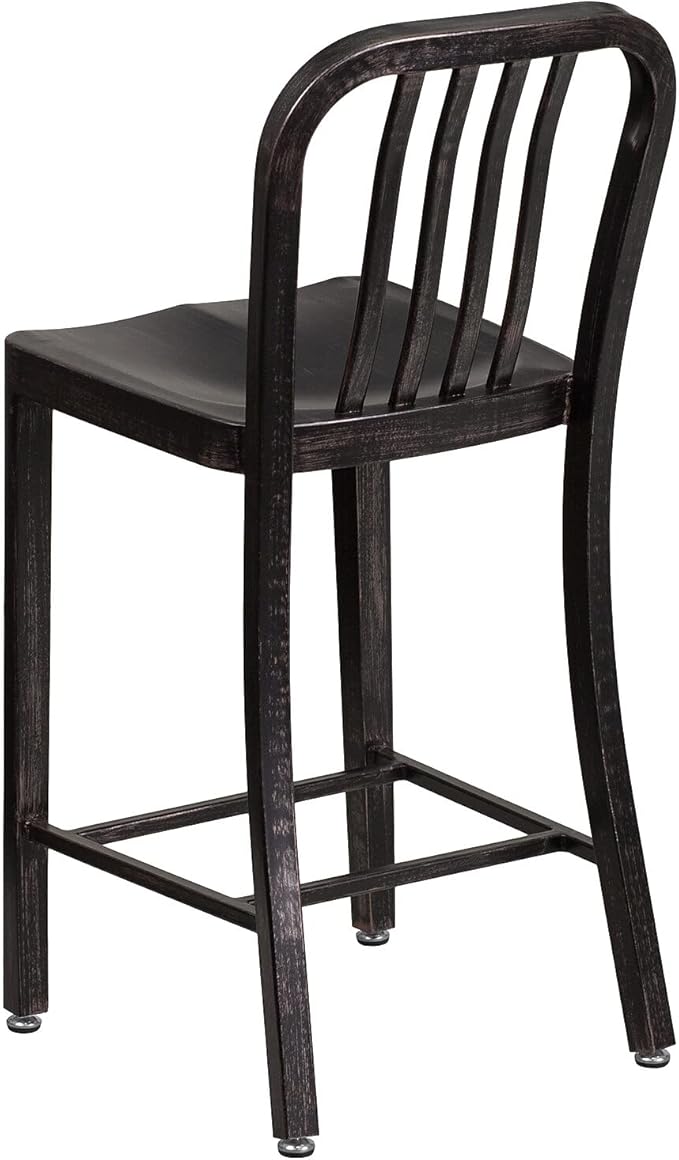 Flash Furniture Commercial Grade 24" High Black-Antique Gold Metal
