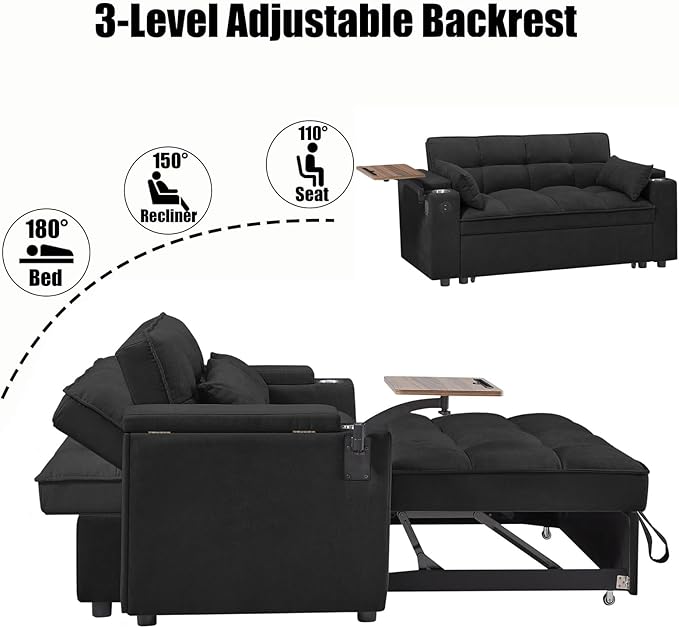 Auvsoce 65'' Convertible Sleeper Sofa Bed