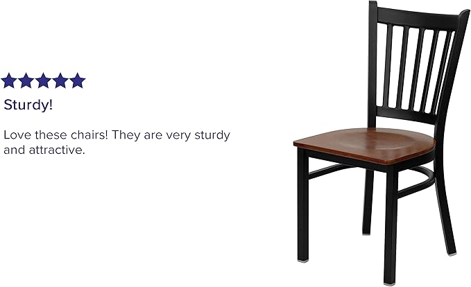 Flash Furniture HERCULES Series Black Vertical Back Metal Restaurant Chair