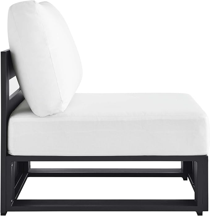 Modway Tahoe Aluminum Armless Patio Gray White Modular Weather-Resistant