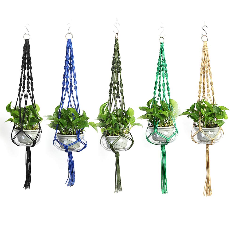 Vpang 2 Pack Macrame Plant Hanger, Outdoor Indoor Hanging Planter Basket Flower Pot Holder Nylon Rope Home Decor 41 Inch (Blue)