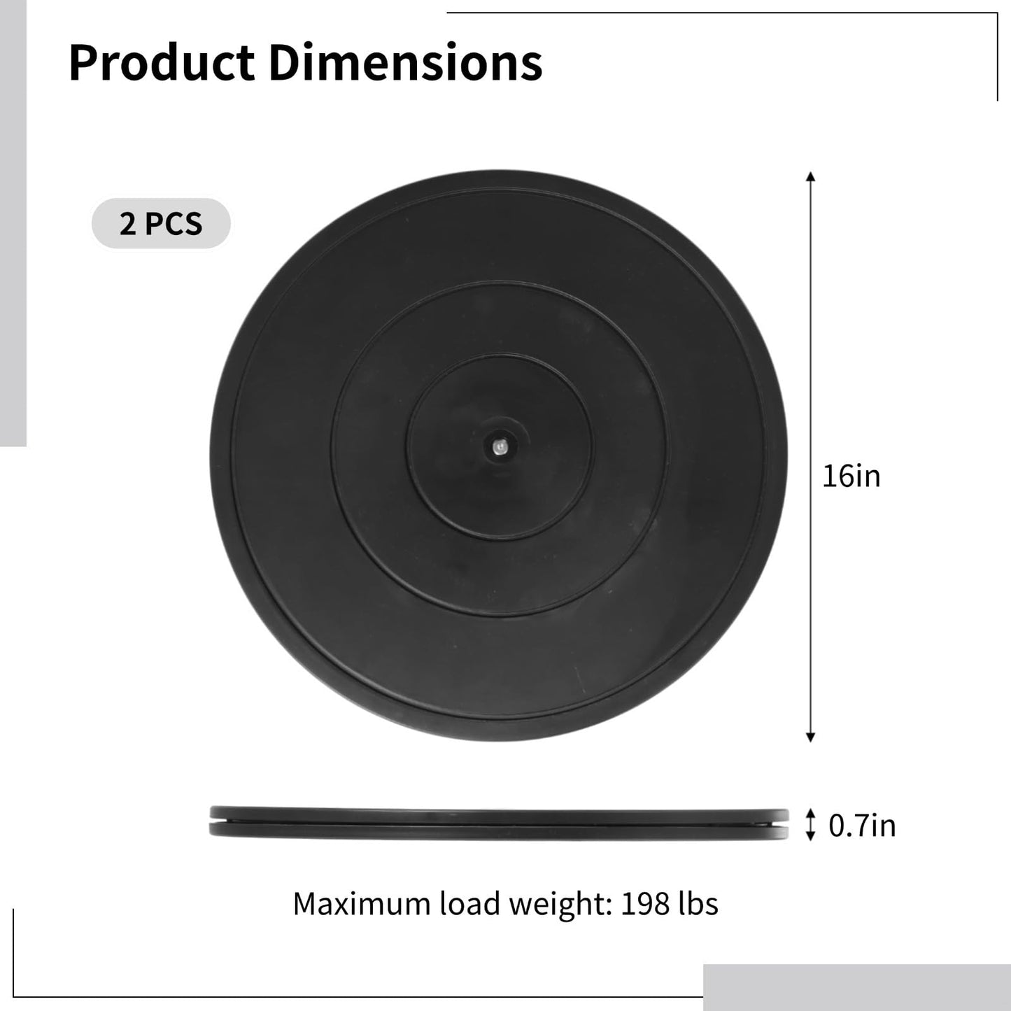 Sacolin Swivel Bases, Plastic Heavy Duty, 16 Turntable, Rotating 2 Pcs Lazy Susans, Steel Ball Bearings with Stands, Arts for Double-Sided Rotating Flat Stands, Monitor, Crafts, Tv
