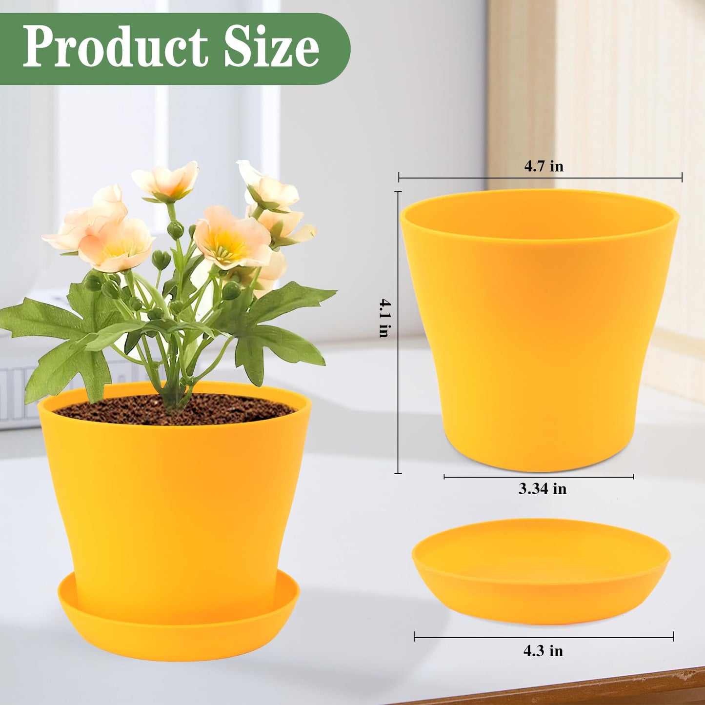 Bluckincle 100 Pcs 4 Inch Plant Nursery Pots and 8 Pack 4.7 Inch Plant Pots Indoor Outdoor