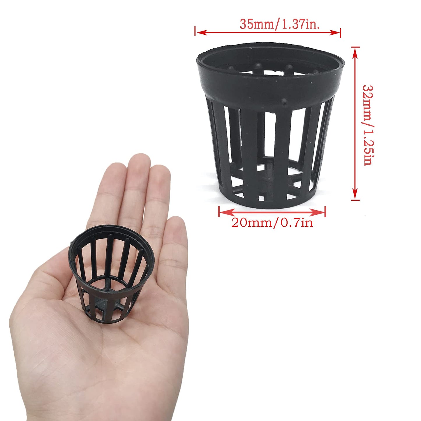QINGSHENG 50pcs Plastic Aquatic Plant Planting Basket,Slotted Mesh Plant Pots,Round Pond Plant Basket,for Hydroponics(Black，Small Size