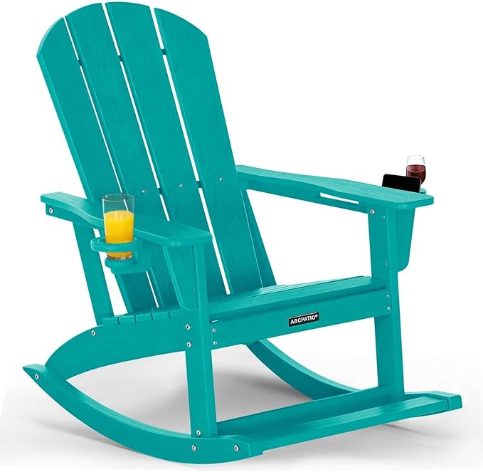 Outdoor Oversized Adirondack Rocking Chairs, All Weather HDPE Patio Rocking
