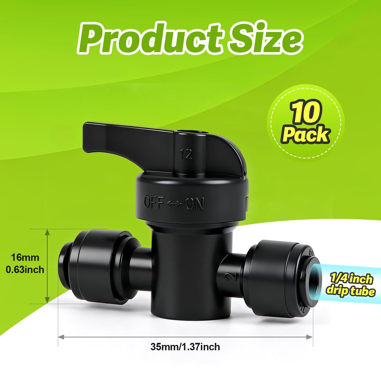 Copadri Quick Connect 1/4" Drip Irrigation Shut Off Valve Fitting: 10 Pieces Push to Fit Drip Line Shutoff Valve Parts for 1/4-Inch Tubing Leak Free Dripline Hose Connectors for Garden Watering System