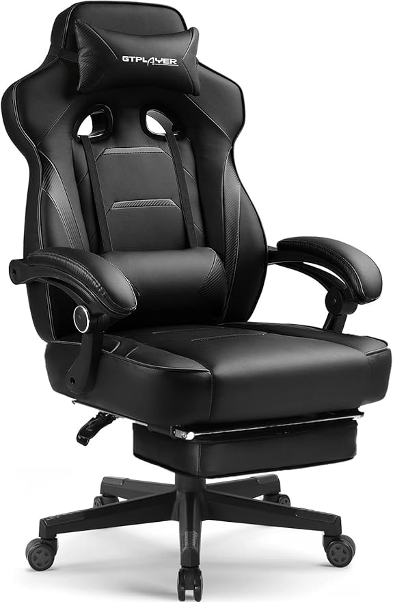 GTPLAYER Gaming Chair with Footrest, Big and Tall Game Chair 350lb Racing Style
