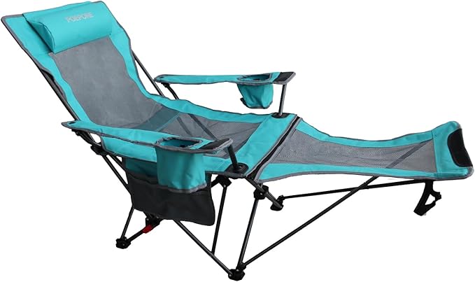 Reclining Camping Chair with Removable Footrest Lounge Chair with Headrest