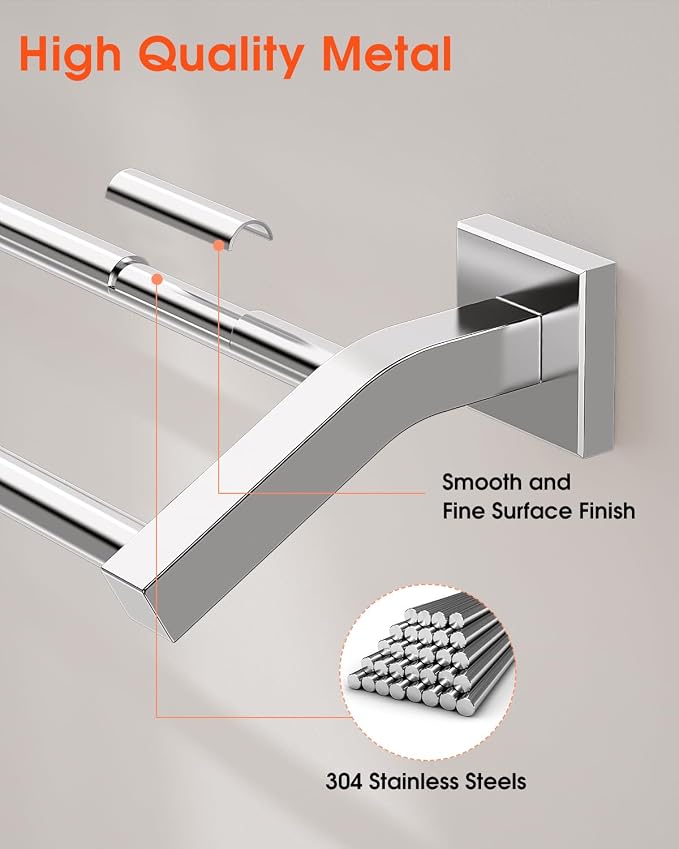 Alise Double Bath Towel Bars Towel Racks for Bathroom,Wall Mount Towel Holder Heavy Duty 32-Inch Towel Hanger Rail,SUS304 Stainless Steel Polished Chrome