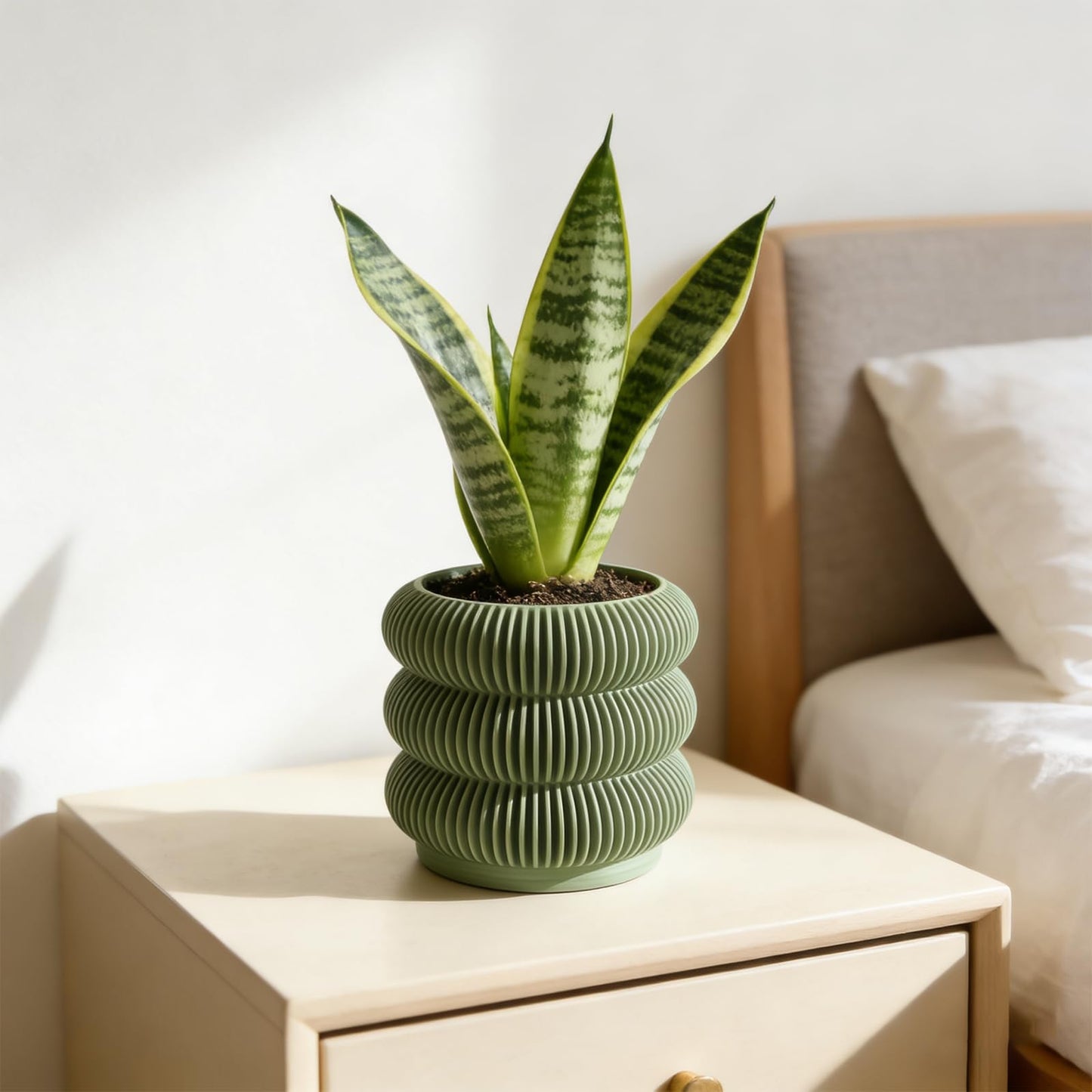 Fabix 4.7" 3D Printed Plant Pots - Unique Bubble Ring Modern Planters for Indoor Plants, Durableo-Friendly PLA Flower Pots with Drainage for Succulents, Cactus, Home Office Décor.(Military Green)