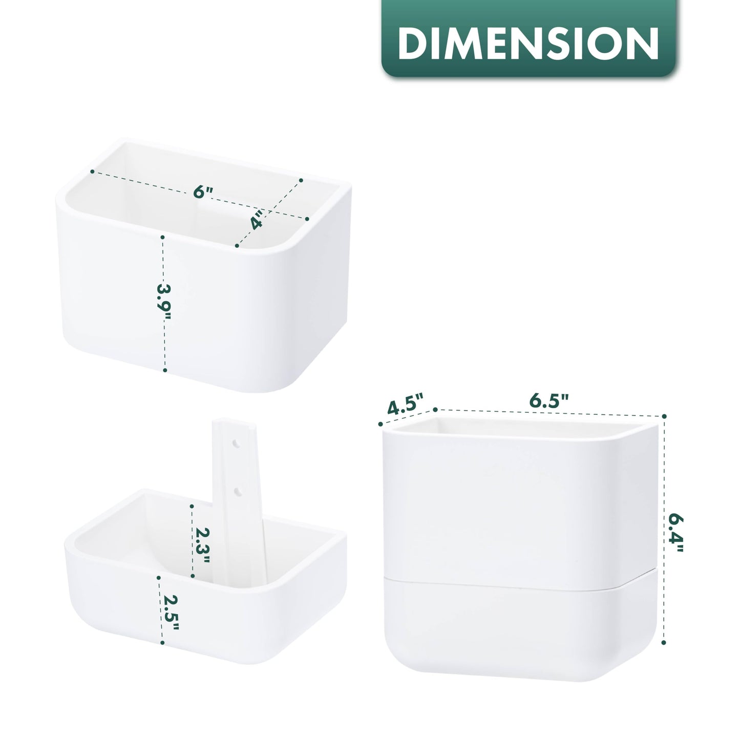 Phoenix Vine 6.5 Inch Wall Mounted Self-Watering Planter Pot for Indoor Houseplants and Herbs | Hanging Planter for Window Sills, Bathroom Walls, Home & Office Décor, White, Set of 3, 01-C-D-3