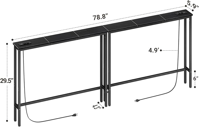 ELYKEN 2 Pack 5.9" Narrow Console Sofa Table