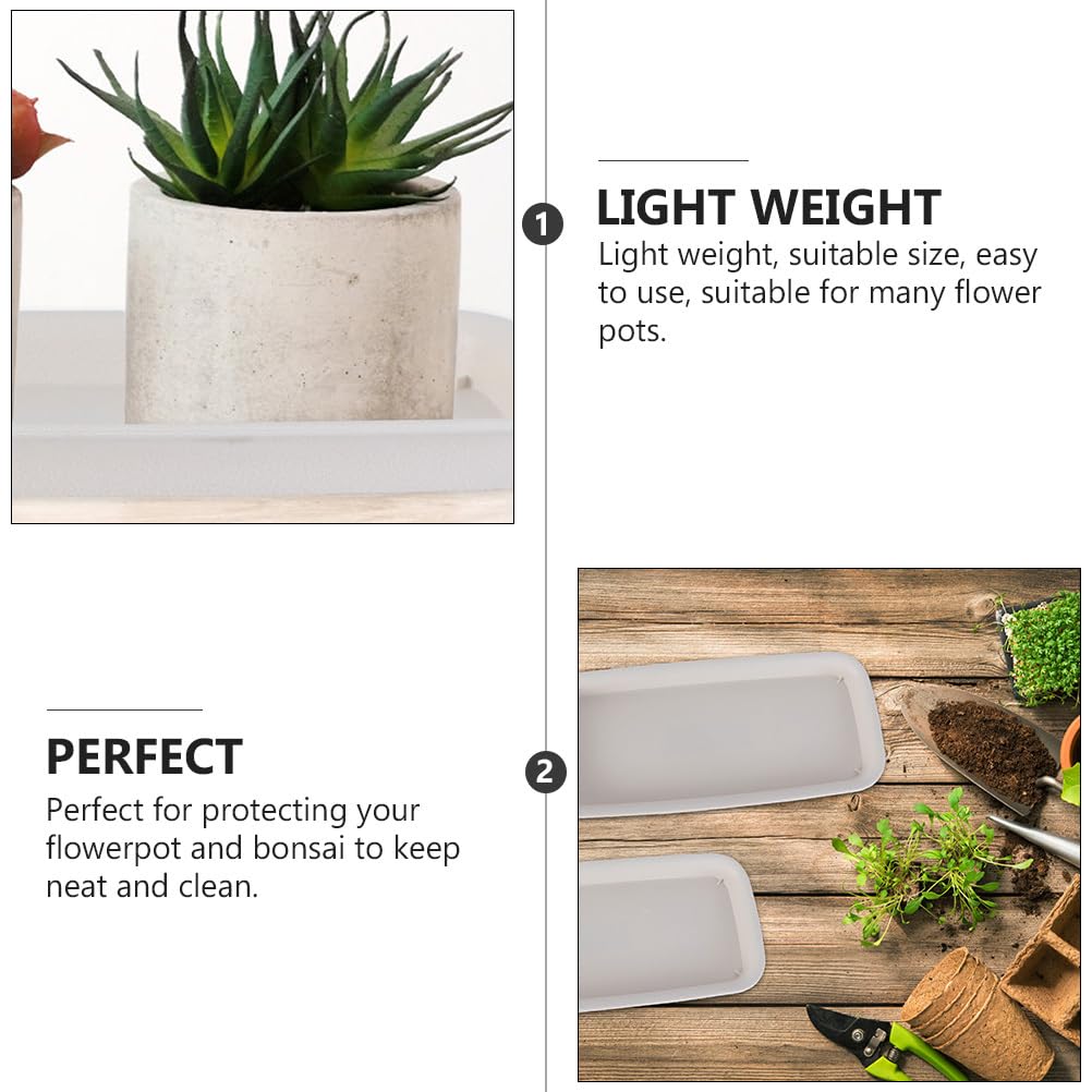 6PCS Rectangular Plastic Plant Saucers Tray Drip Tray Pot Saucer for Flower Pot Drip for Window Sill Window Shelf 9.73"x4.33"x0.86"