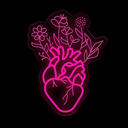 Blooming Human Heart Neon Sign for Wall Room Lights, Heart Flower Custom Led Sign, Wedding Wall Decor, Valentine's Day Wall Decor, Couple Room Light, Bar Home Lamp Party Dorm Living Room