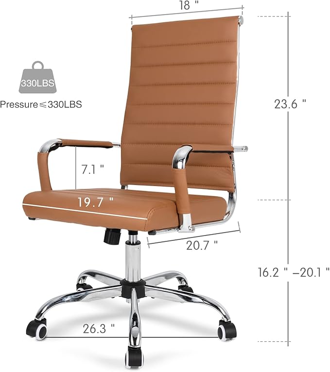 Home Office Chair Ribbed, Modern Leather Conference Room Chairs, High Back