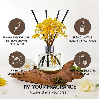 COCODOR Preserved Real Flower Reed Diffuser/Clean Linen / 6.7oz(200ml) / 2 Pack/Reed Diffuser Set, Oil Diffuser & Reed Diffuser Sticks, Home Decor & Office Decor, Fragrance and Gifts