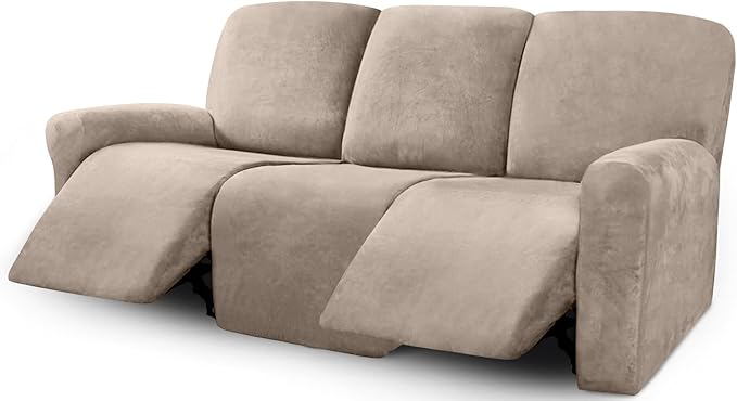 ULTICOR Velvet 8-Pieces Recliner Sofa Covers Stretch Reclining Couch Covers