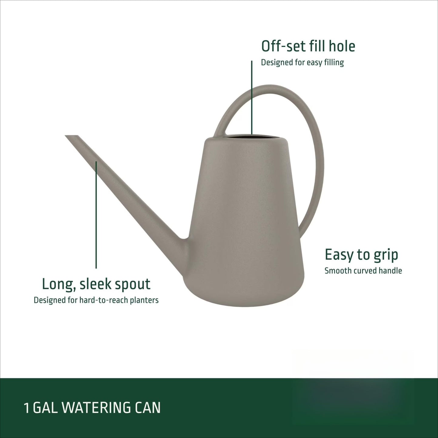 1 gal. Resin Watering Can, Birch Grey