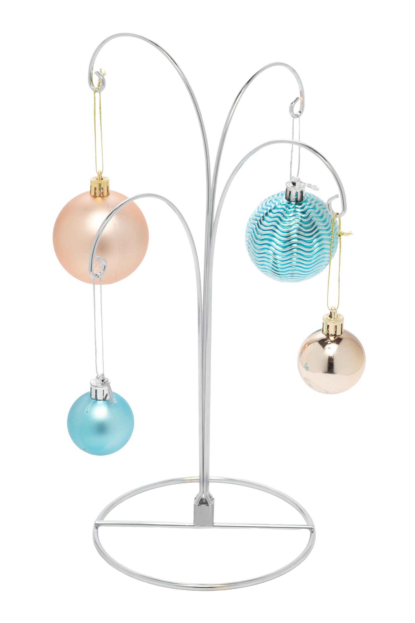 Creative Hobbies 2 Pack of Metal Ornament Display Stands – 12″ Tall with Four Hooks at Varying Heights for Christmas Ornaments and Keepsakes (Silver)