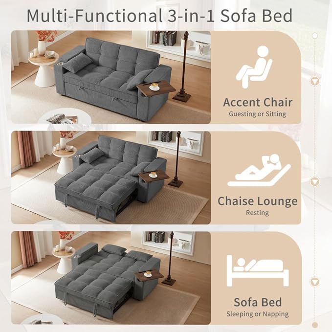 Auvsoce 65'' Convertible Sleeper Sofa Bed