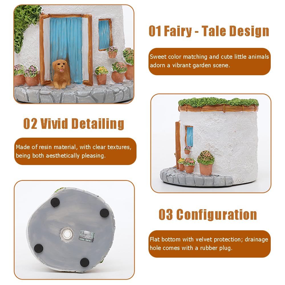 OULIGET Creative Garden House Plants Flower Pot with Drainage Holes,Cute Dog Succulent Plant Pot Decorated Desk,Garden,Living Room